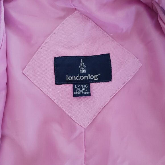 London Fog  Barbie Pink Jacket Girls Size Large (12-14) Belt, Elbow Pads, Lined - Picture 6 of 13
